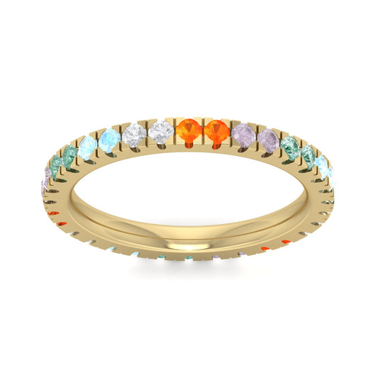 Gold Sapphire Rainbow Ring