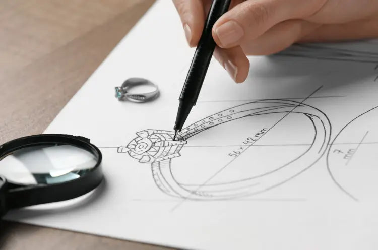 Designer sketching custom ring designs