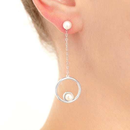 Moon Pearl Drop Earring