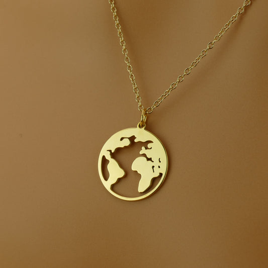 World Map Coin Necklace