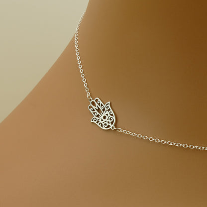 Hamsa Sideways Necklace