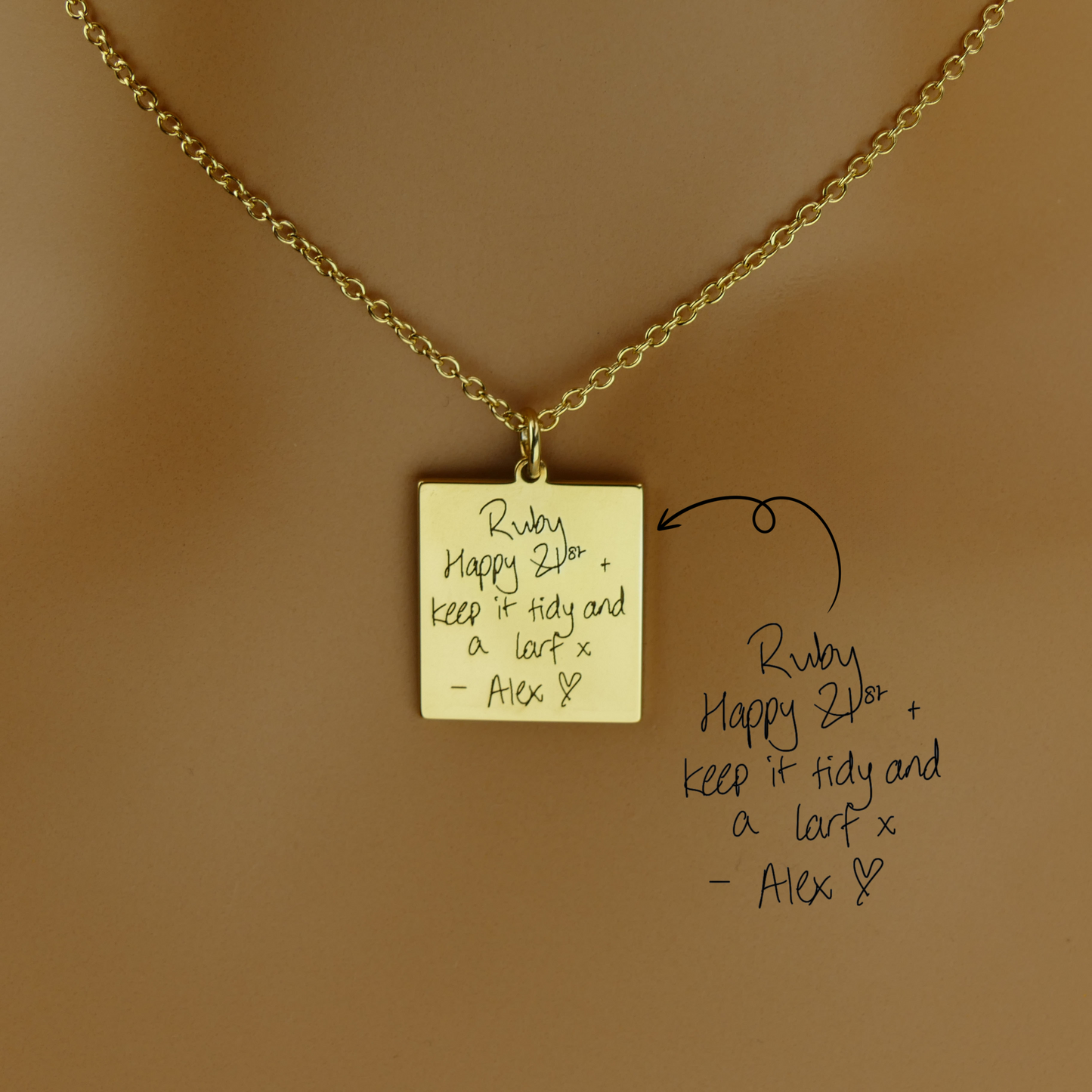 Engraved Rectangular Handwriting Necklace – apsleyandheron