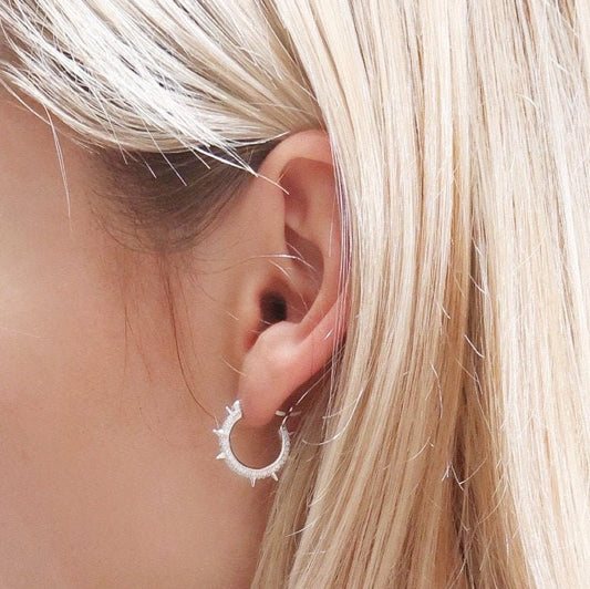 Silver Spiked Hoops