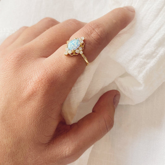 Gold Opal Promise Ring
