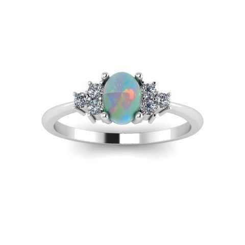 Sterling Silver Opal Cluster Ring