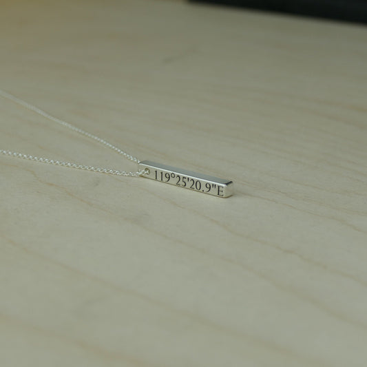 Engraved Silver Coordinate Necklace