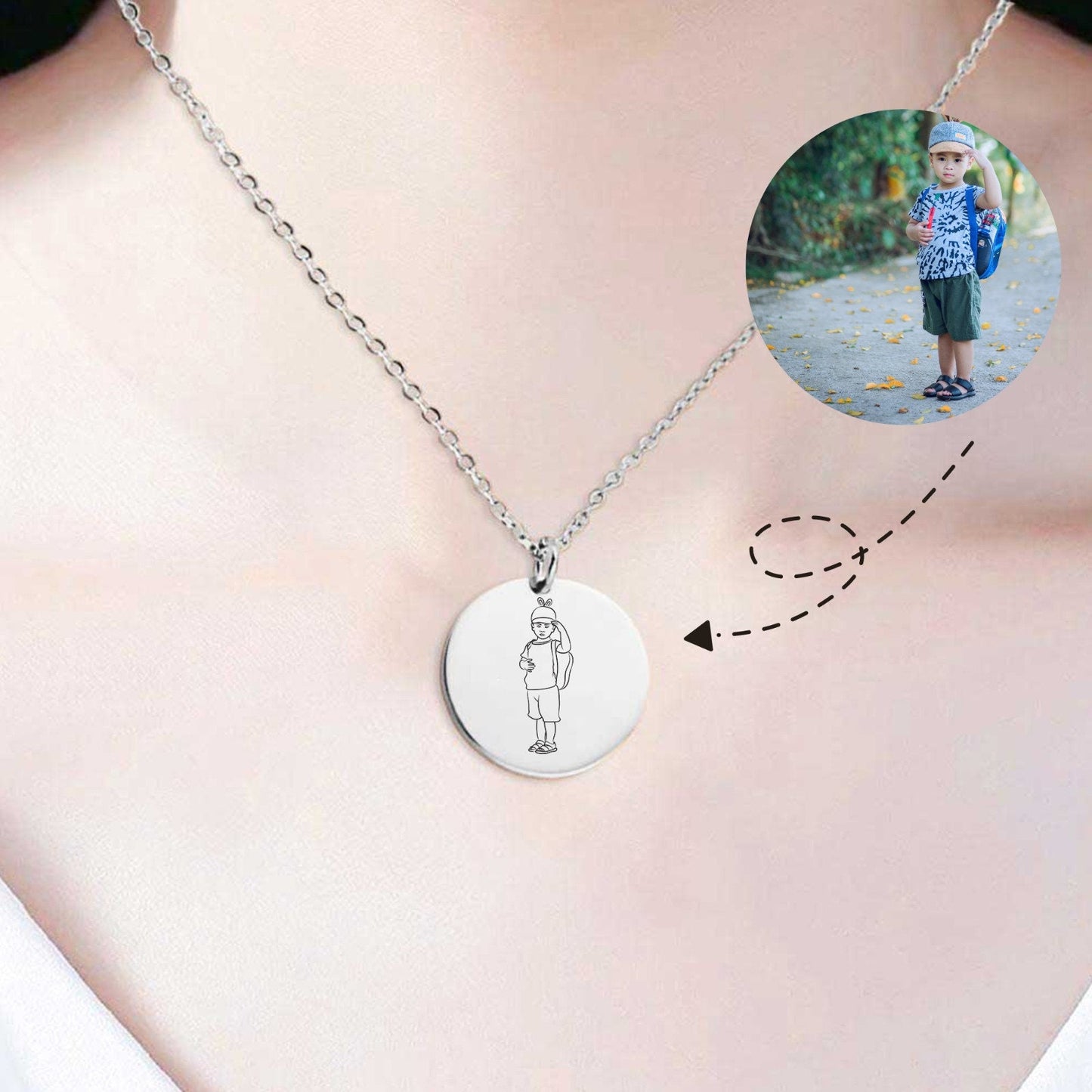 Line Art Drawing Necklace