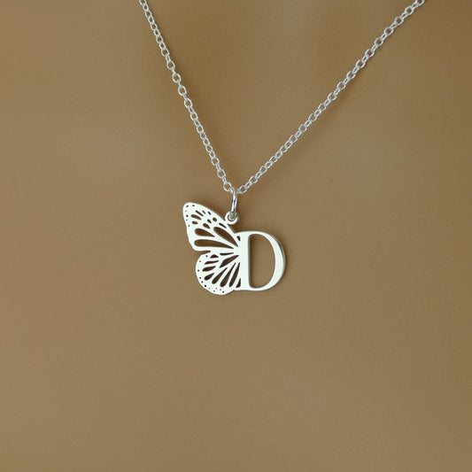 Butterfly Initial Necklace